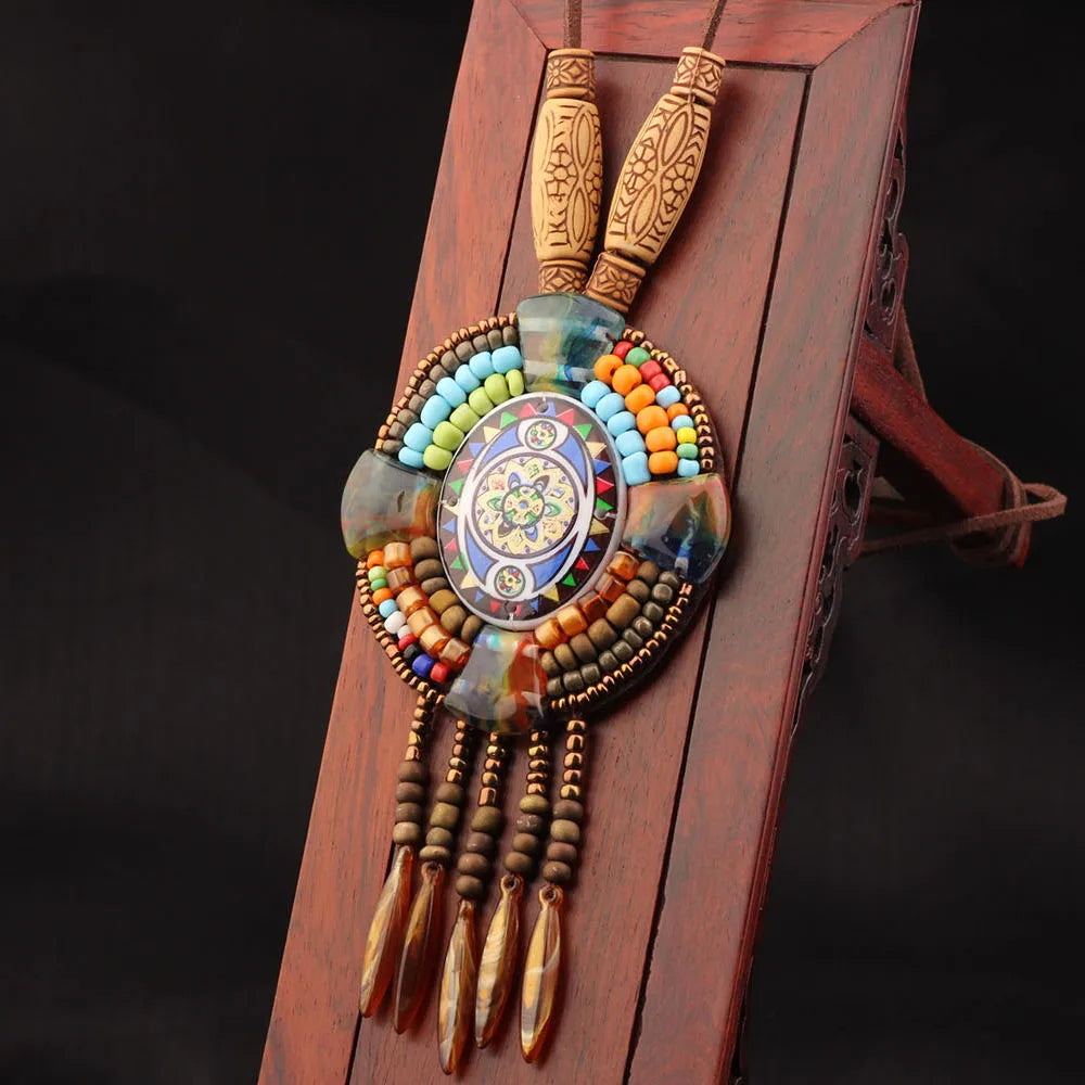Handmade Beaded Leather Boho Necklaces