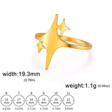 Four Pointed Sparkle Star Ring Stainless Steel