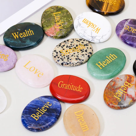 Natural Crystal Thumb Worry Stone for Meditation Anxiety Charkas