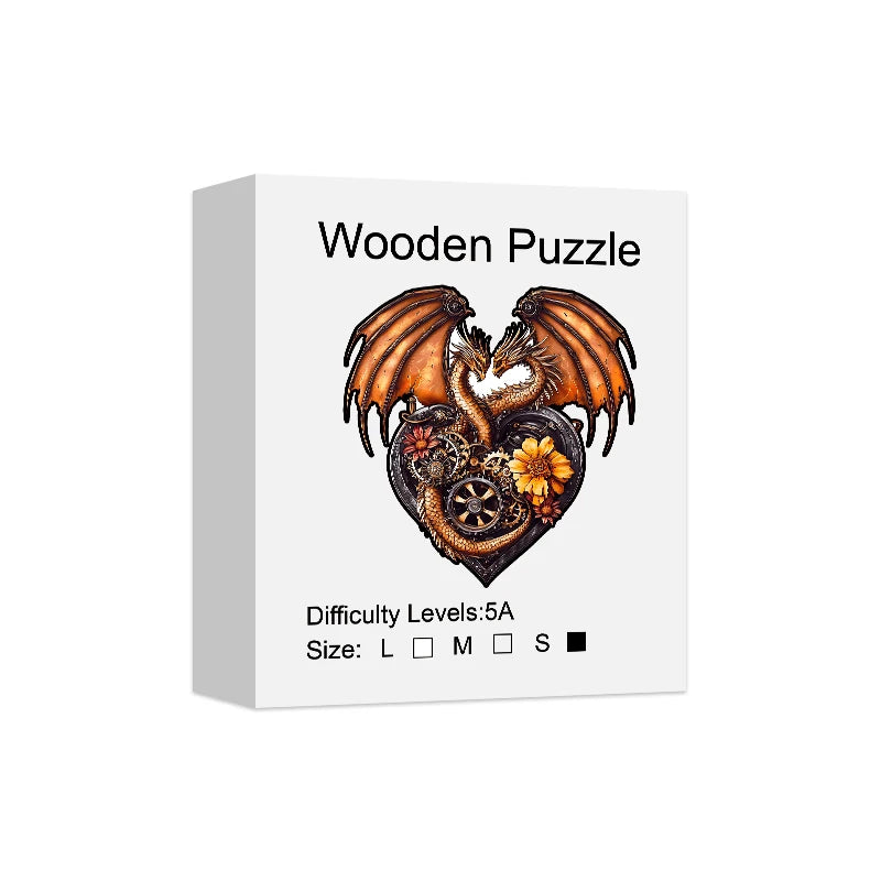 Heart-shaped Dragon Unique Shape Wooden Jigsaw Puzzles