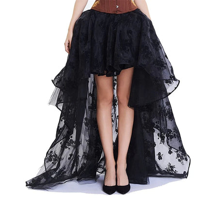 Gothic Tulle Skirt Steampunk Floral Lace