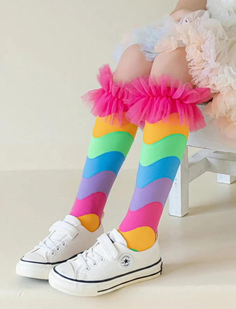 Girls Knee-High Rainbow Fun Socks 3-8T