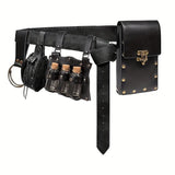 5Pcs/Set Medieval Faux Leather Belt Waist Bag Renaissance Steampunk Cosplay Accessories Set ﻿