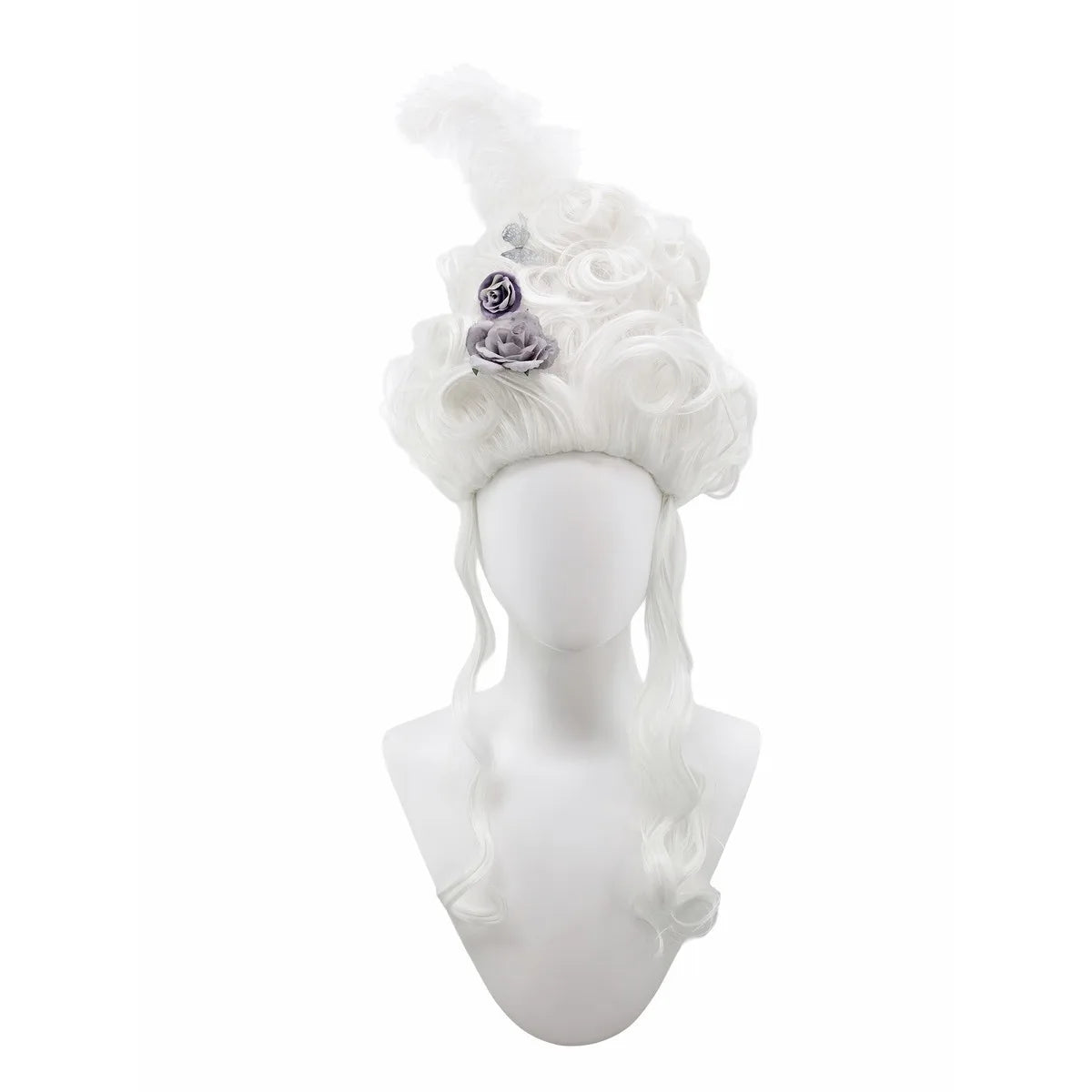 Pink Fluffy High-Top Cosplay Wig Queen's Hairstyle with Feather Flowers