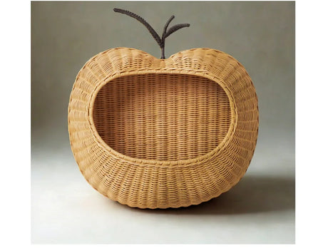 Handwoven Fruit Shape Wall Basket Apple Pear Wall-Mounted Storage Childrens Room Decor