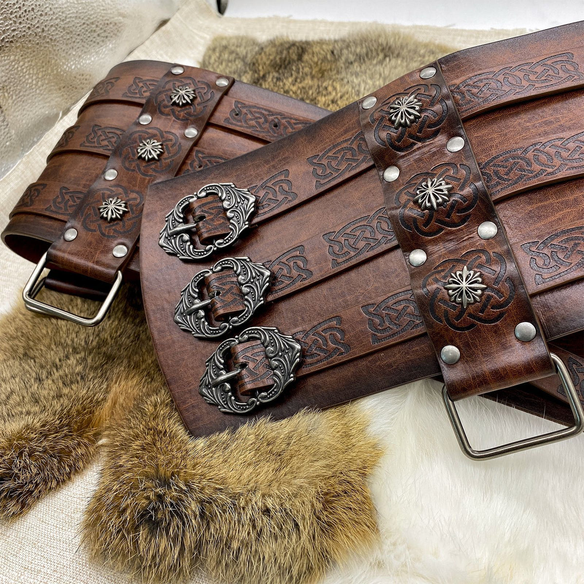 Nordic Viking Thor's Hammer Embossed Wide Belt