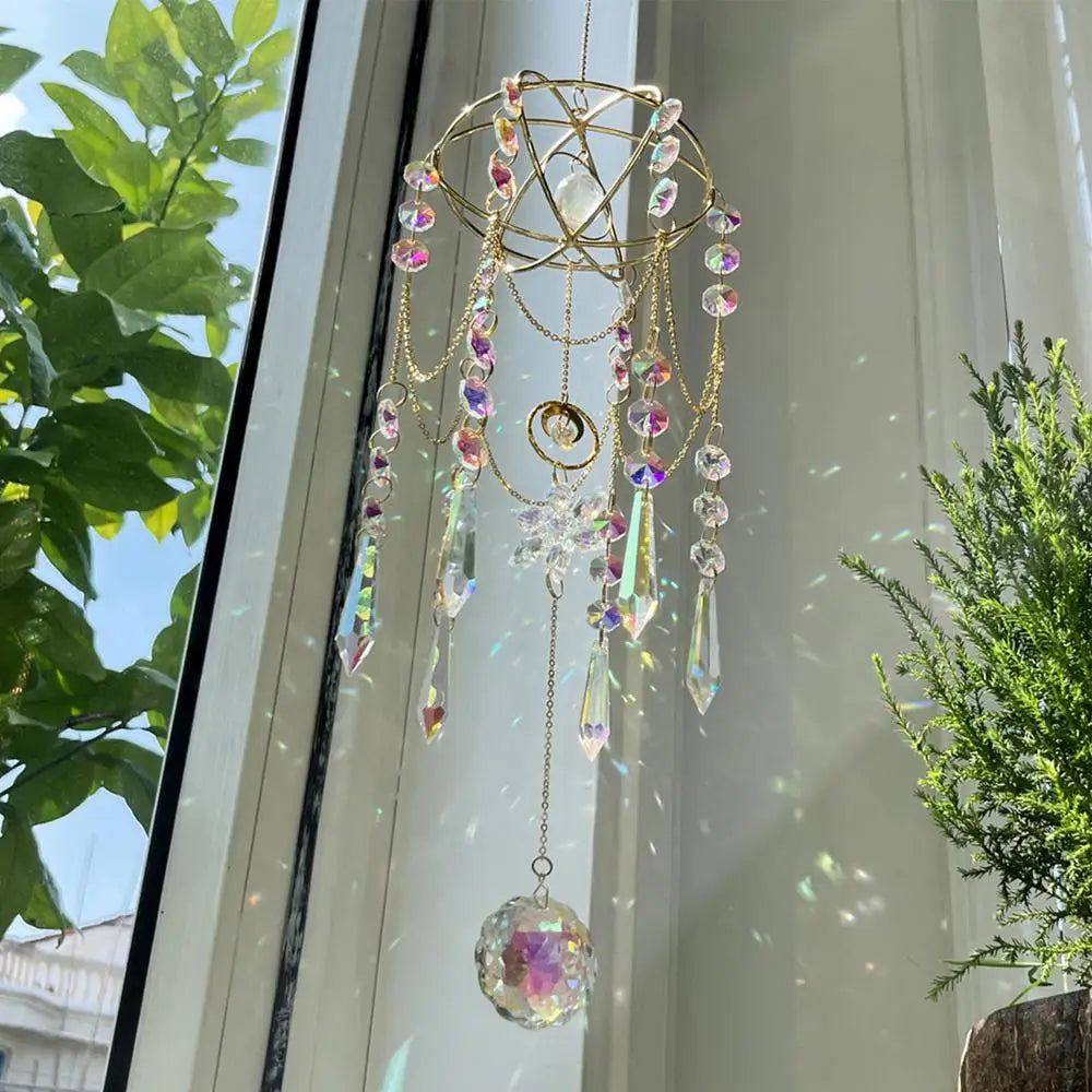 Garden Chandelier Outdoor Sun Catcher Crystal Prism Hanging Rainbow Maker