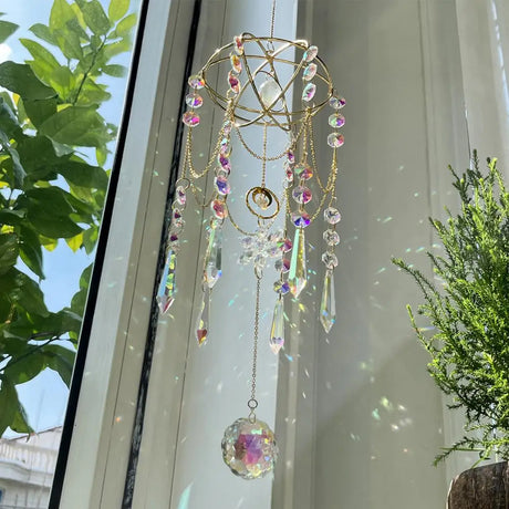 Garden Chandelier Outdoor Sun Catcher Crystal Prism Hanging Rainbow Maker