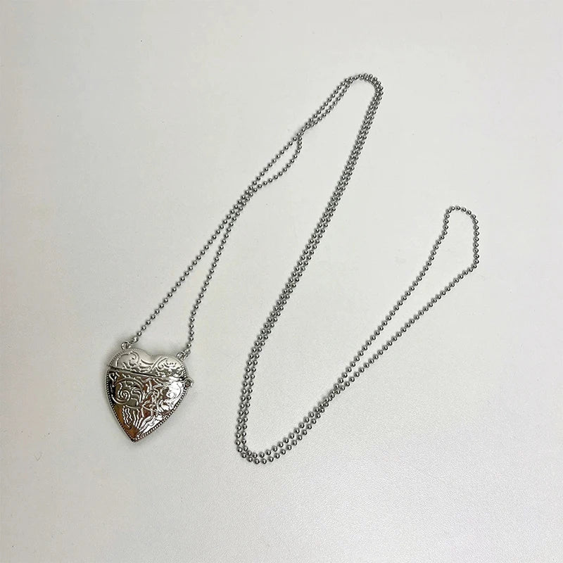 Heart Shape Mini Bag Pendant Necklace Long Crossbody Sweater Chain
