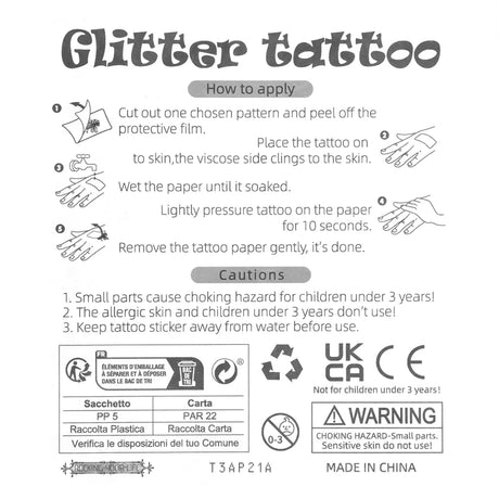 Temporary Tattoo Glitter Fairy Butterfly Face Tattoos