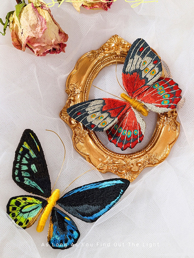 Beginner Butterfly Embroidery Kits With Hoop DIY Brooch Embroidery Kit
