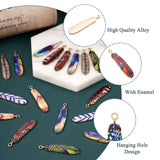 Twenty Printed Feather Charms Pendants for DIY Jewellery Making