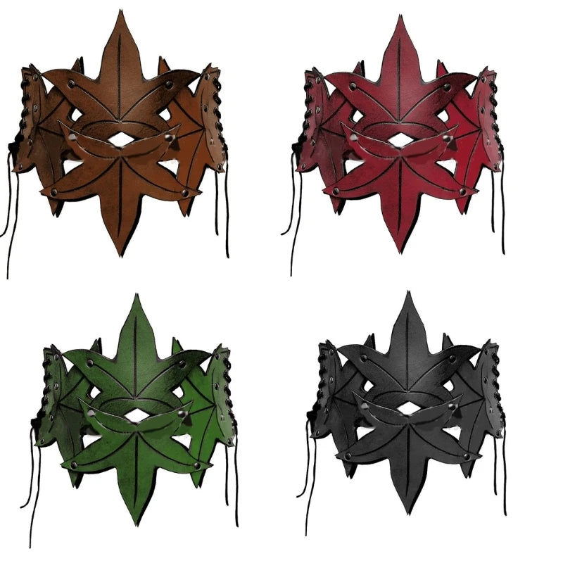 Elven Leaves Wide Waist Belt Medieval Cinch Belt with Adjustable Straps