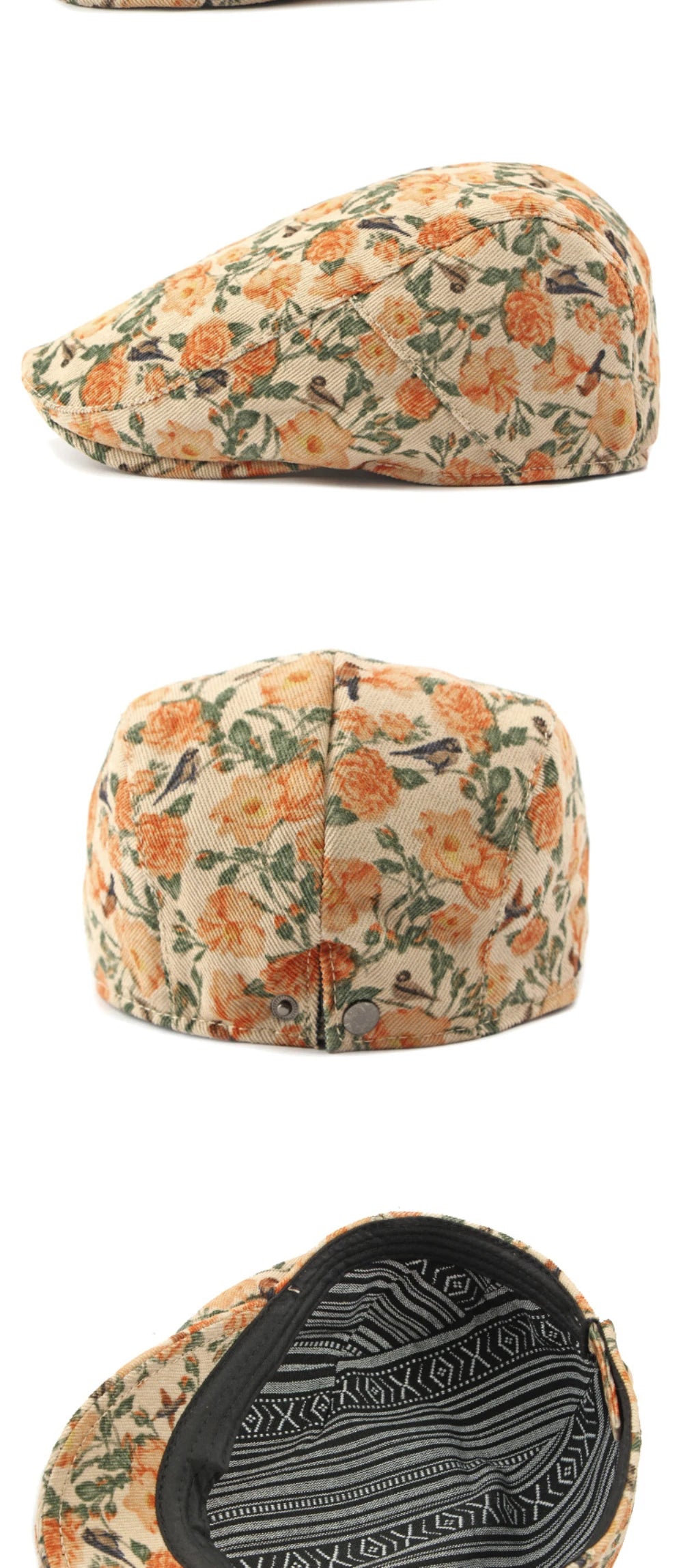 Winter Florals Cabbie Beret Caps