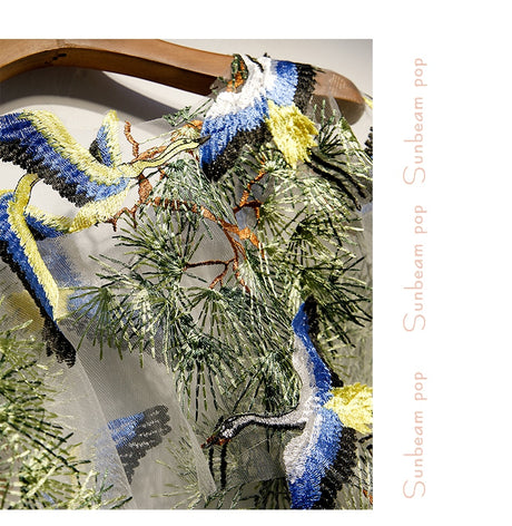 Woodland Blue Cranes Embroidered Shawl Bolero Capes