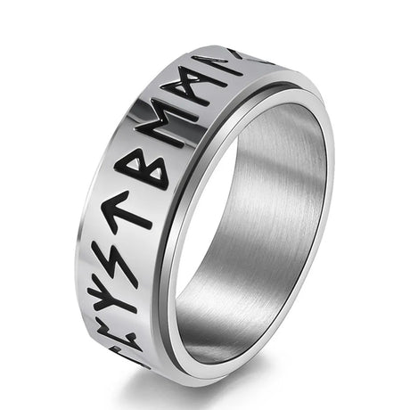 Nordic Viking Runes Spinning Ring Titanium Steel Anxiety Jewellery