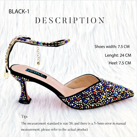 Diamond Confetti Pointed Shoes and Matching Bag Party Heels