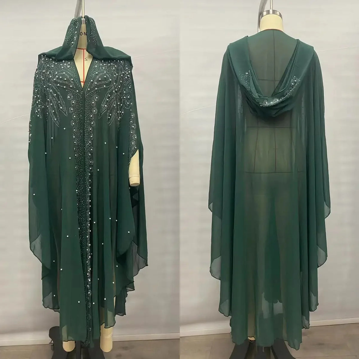 Sparkly Thin Hooded Cloak Cape Dress Stage Performer Cover Up