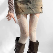 Floral Fishnet Garter Belt Stockings