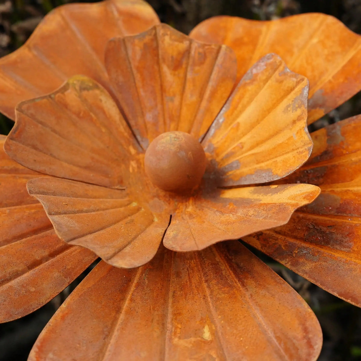 1pc Rusty Metal Flower Garden Decorative Ground Stakes