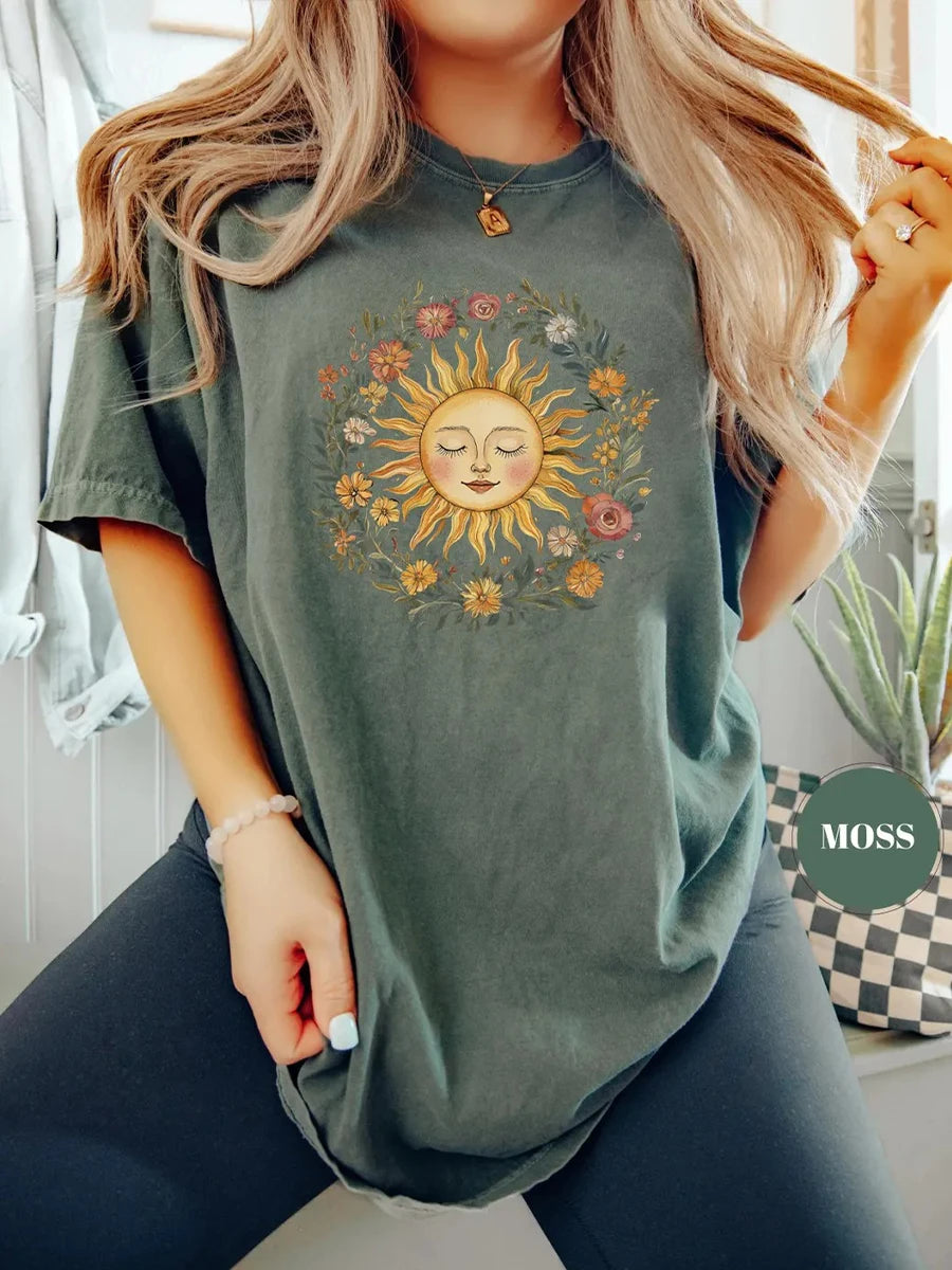 Celestial Sun Face T-Shirt
