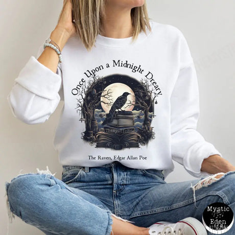 Edgar Allan Poe Sweatshirt Once Upon A Midnight Dreary Literary Poet Sweater Jumper
