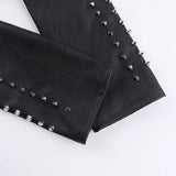 Women's Punk Crop Jacket PU Leather Cosplay Jacket Rivet Strap Gothic Streetwear Top