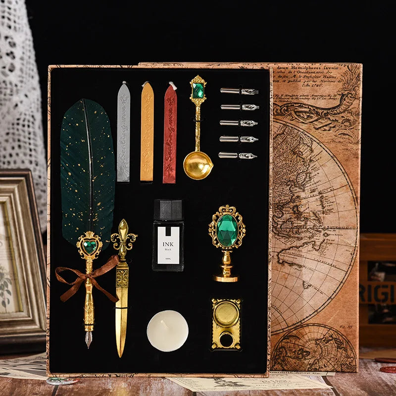 Wizard's Gift Calligraphy Feather Dip Pen Writing Set