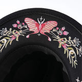 Witchy Vibes Floral and Butterfly Print Wide Brim Hat
