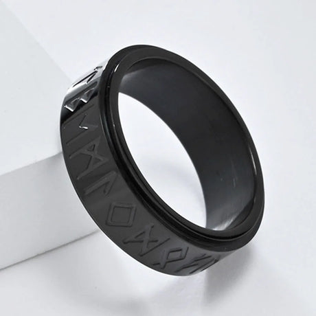 Nordic Viking Runes Spinning Ring Titanium Steel Anxiety Jewellery