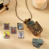 Cage Pendant Necklace with 22 Major Arcana Mini Tarot Cards