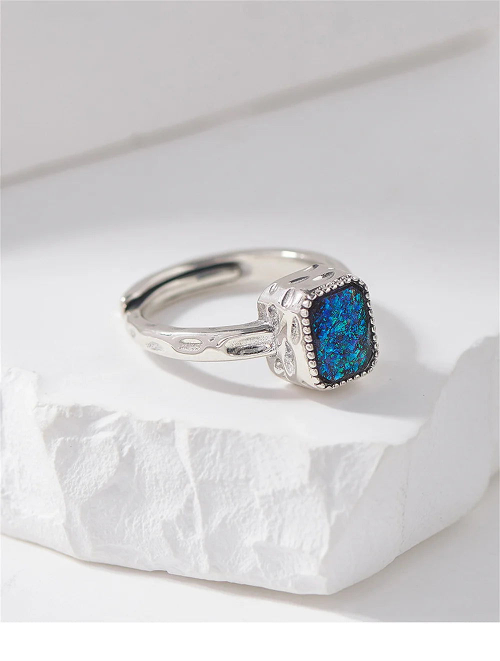 Miss Opal's S925 Sterling Silver Ring Square Opal