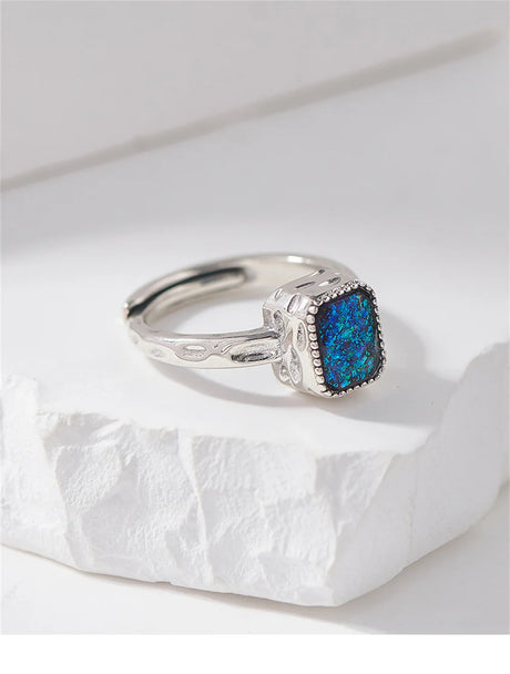 Miss Opal's S925 Sterling Silver Ring Square Opal