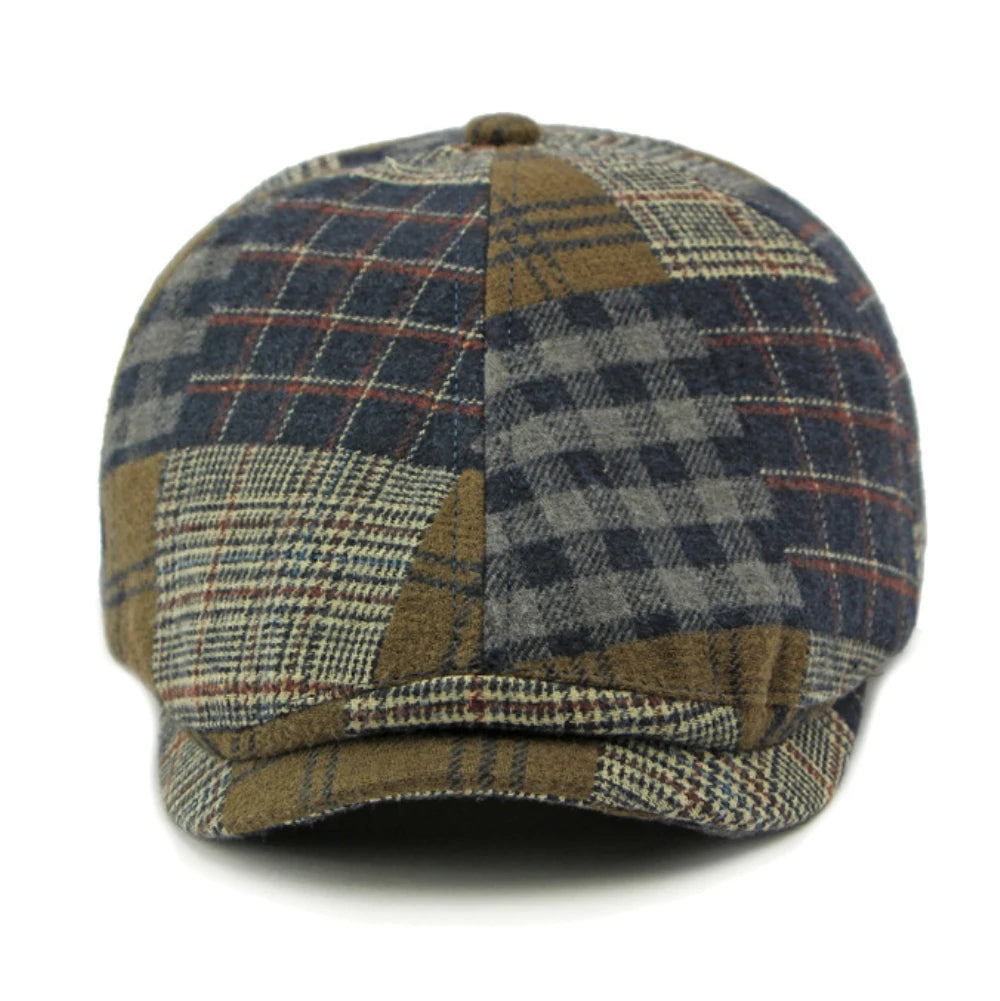 Patchwork Plaid Cabbie Beret Hat