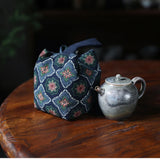 Padded Cotton Teacup Storage Bag Ceramic Glass Drawstring Bags Portable Organiser