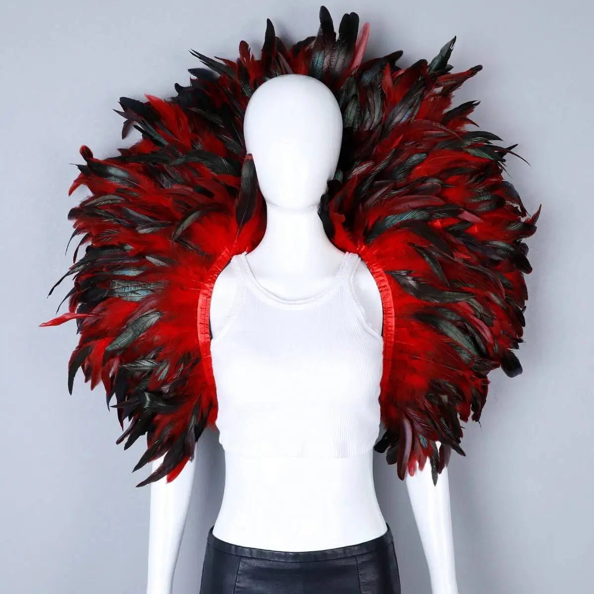 Rainbow Carnival Feather Cape Collar Shrug Mardi Gras Festival Wear