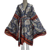 Hanny's Paisley Bohemian Belted Kimono Wrap Dress