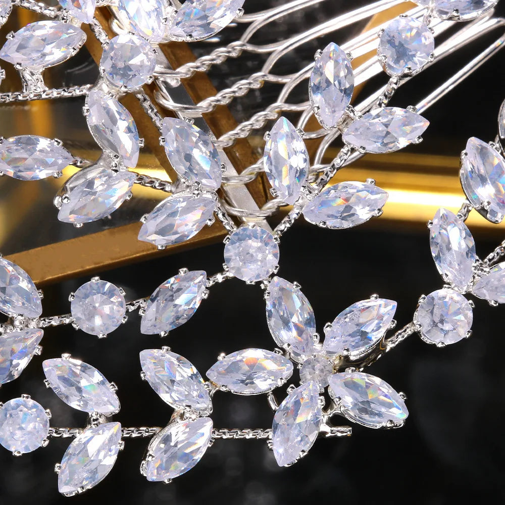 Wedding Hair Accessories Cubic Zircon Bridal Hair Combs Headpieces Hair Jewellery