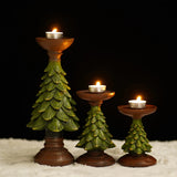 Resin Vintage Christmas Tree Candlestick Holders