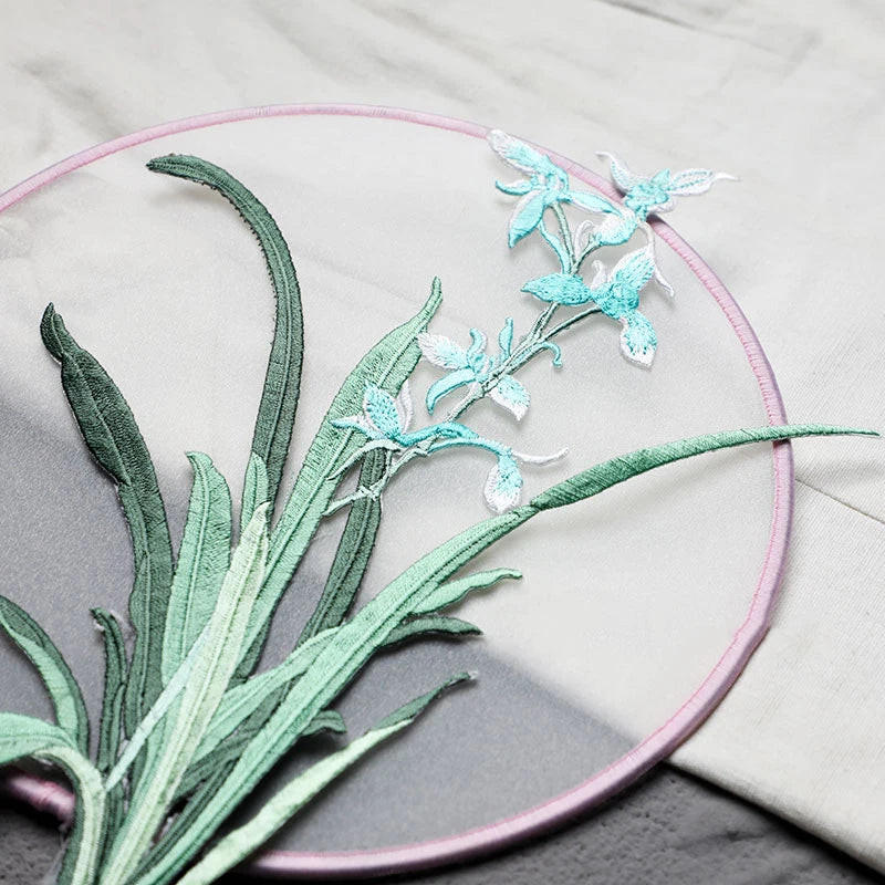 Orchid Flower Iron on Applique Floral Patch DIY Craft 19 X 24.5CM