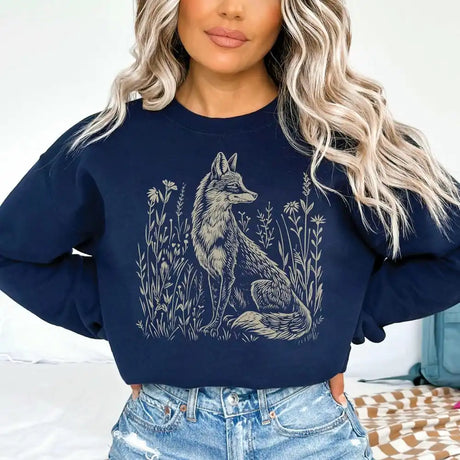 Wildflower Fox Sweatshirt Cottagecore Sweater