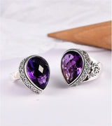 Tear of the Kraken S925 Sterling Silver Ring Waterdrop Amethyst
