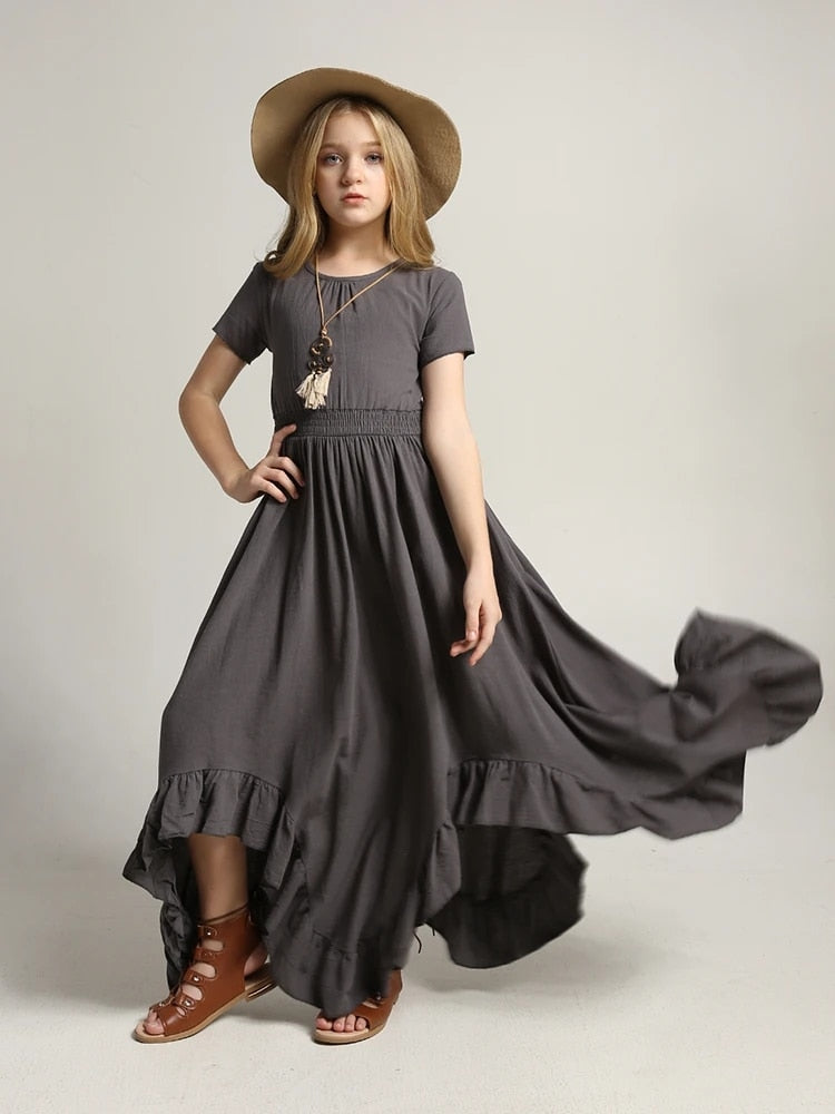Girls Maxi Lace Chiffon Photoshoot Dresses For 3-15 Years