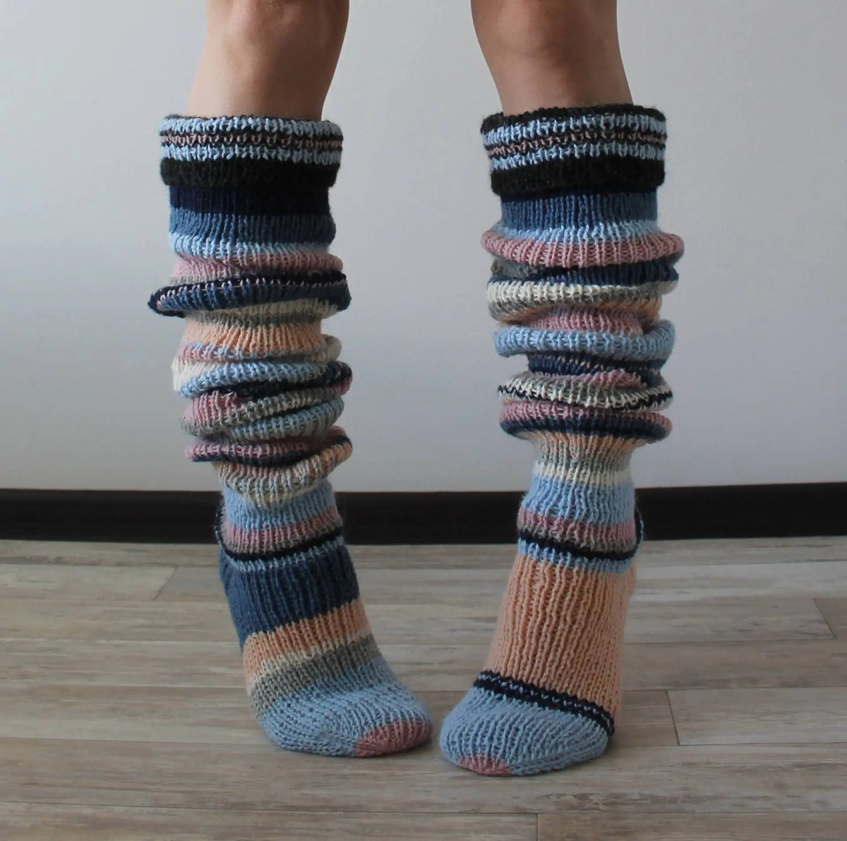 Striped Knitted Wool Long Socks