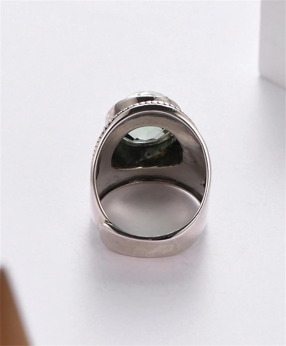 Portal Key to the Fae Realms S925 Sterling Silver Rings Green Crystal Morganite