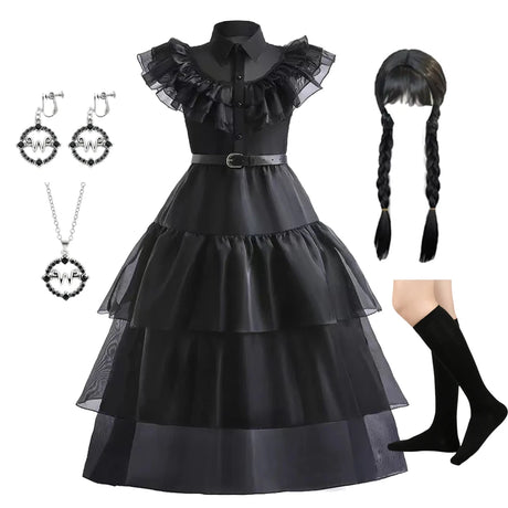 Wednesday Costume Sets Girls Halloween Cosplay Costume Dress