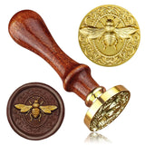 Bee Wax Seal Stamp and Wooden Handle Set Embossed Stamp Sealing Removable 1" Brass Stamp Head