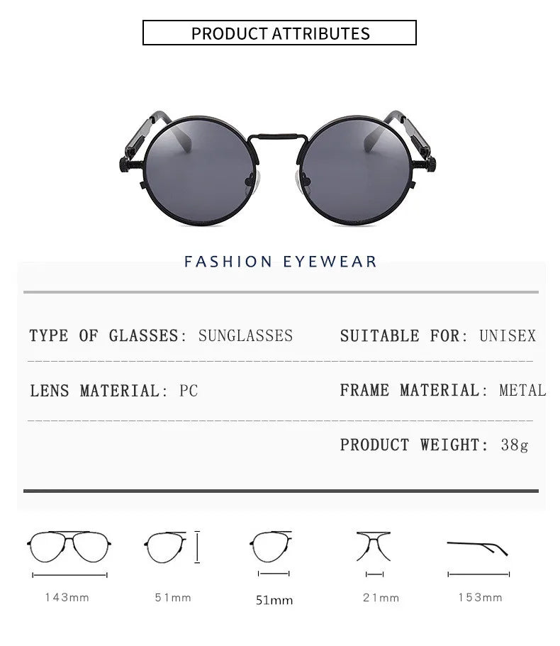 Round Metal Frame Sunglasses UV400