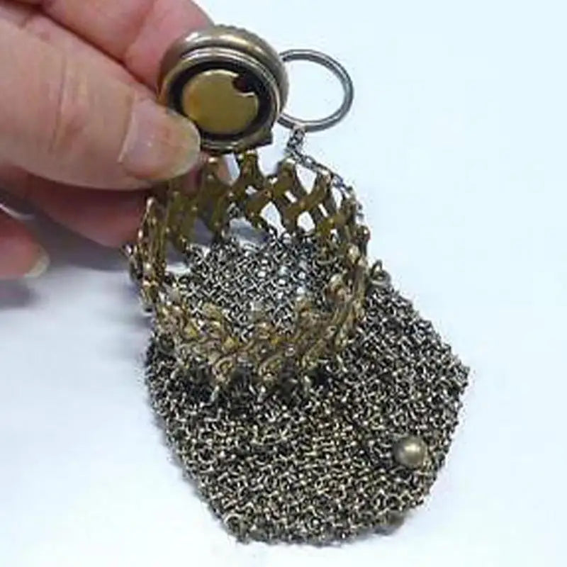 Handmade Victorian Silver Twist Lid Gate Mesh Coin Purse