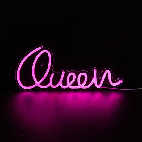 LED Neon Pink Queen USB Night Light Wall Art Room Decor Lamp